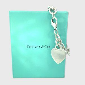 Tiffany & Co 925 Sterling Silver Blank Heart Tag Chain Link Bracelet 7"